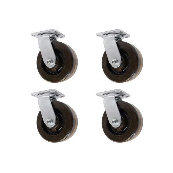 6"x2" HIGH Temperature PHENOLIC Wheel, Swivel Caster, 3, PK4